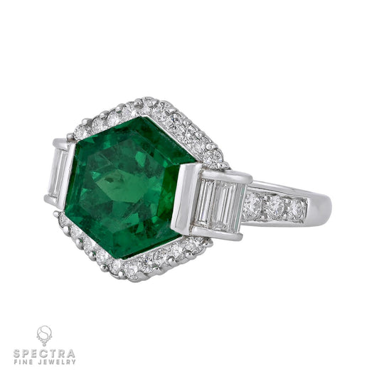 7.05ct Colombian Emerald Diamond Platinum Ring