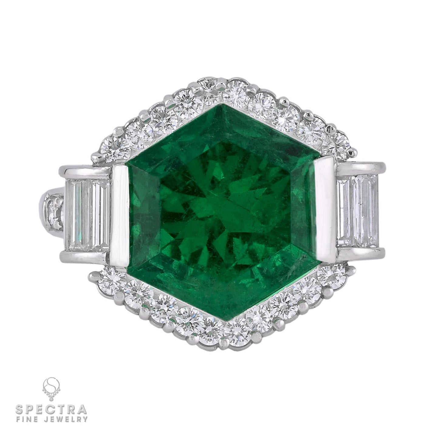 7.05ct Colombian Emerald Diamond Platinum Ring