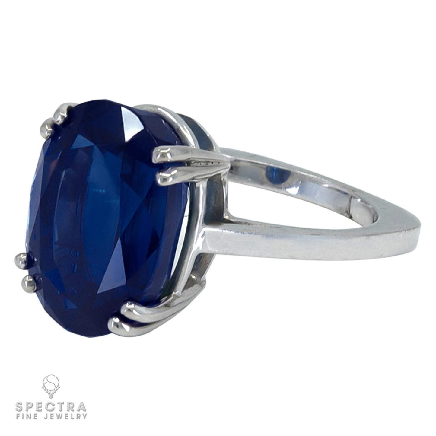 Spectra Fine Jewelry 15.29 cts. Oval Unheated Sapphire Engagement Cocktail Ring