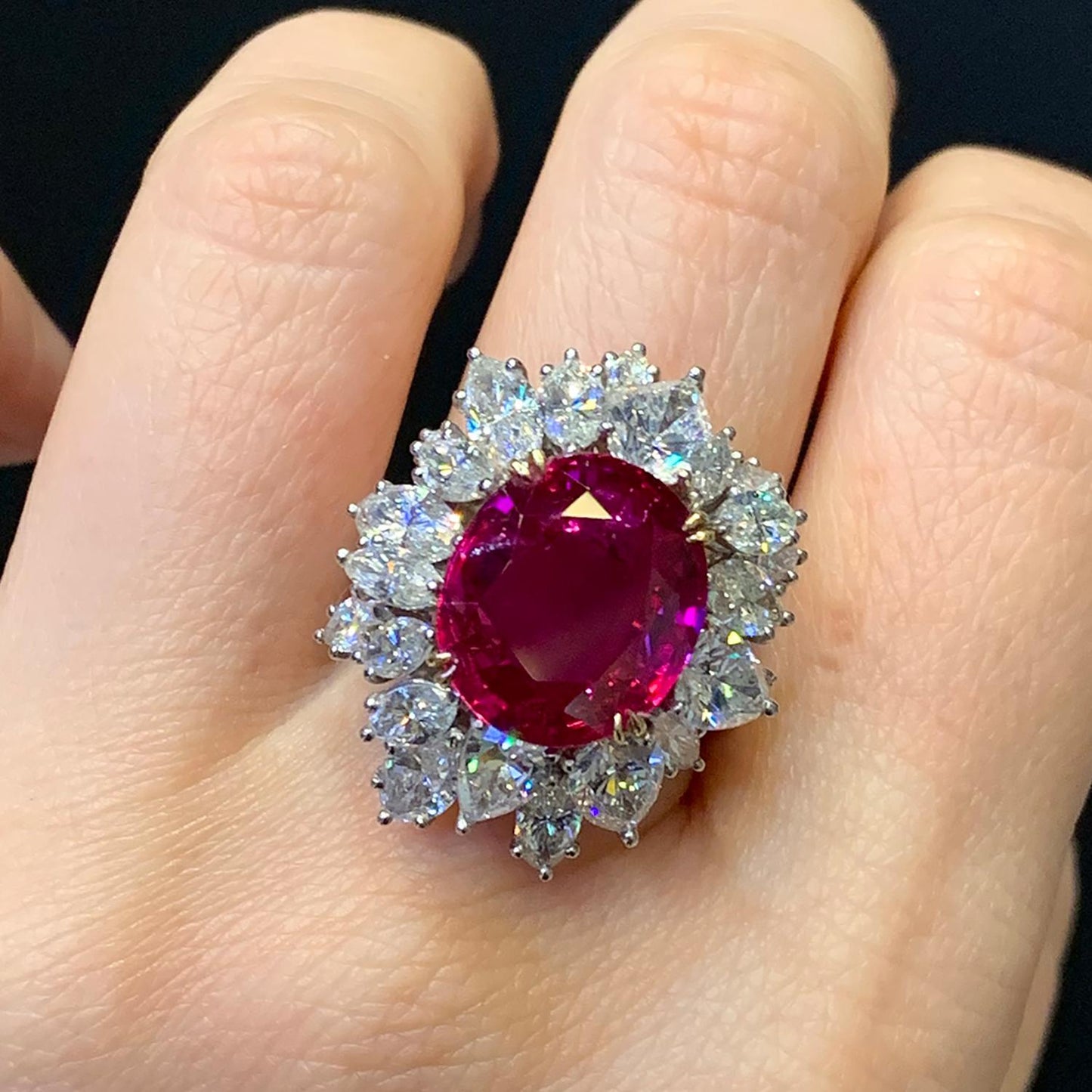 Spectra Fine Jewelry Burmese Ruby Diamond Halo Engagement Ring