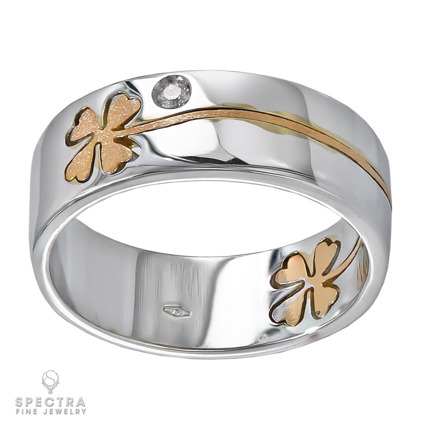 Crivelli 18K Gold Four Leaf Clover Diamond Ring