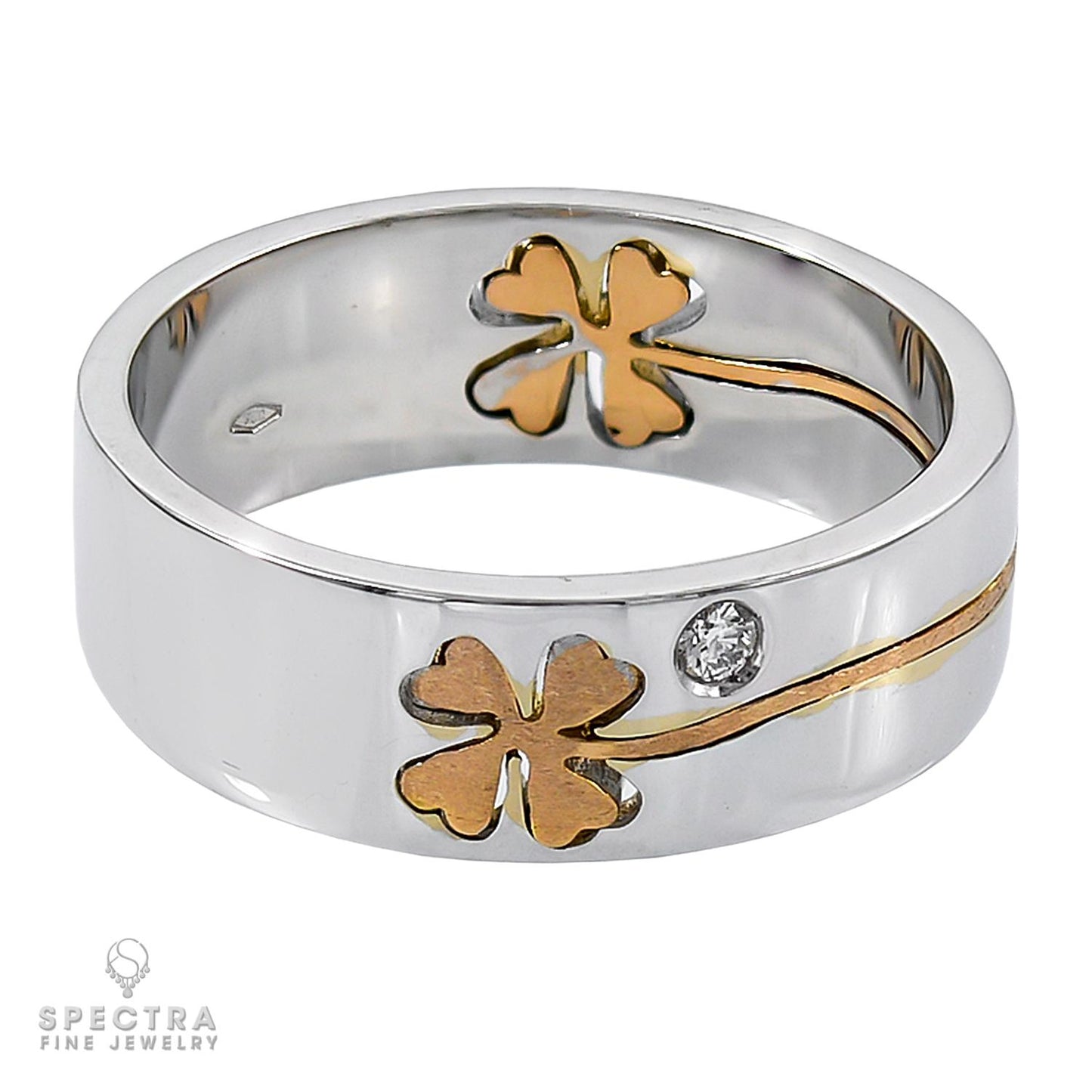 Crivelli 18K Gold Four Leaf Clover Diamond Ring