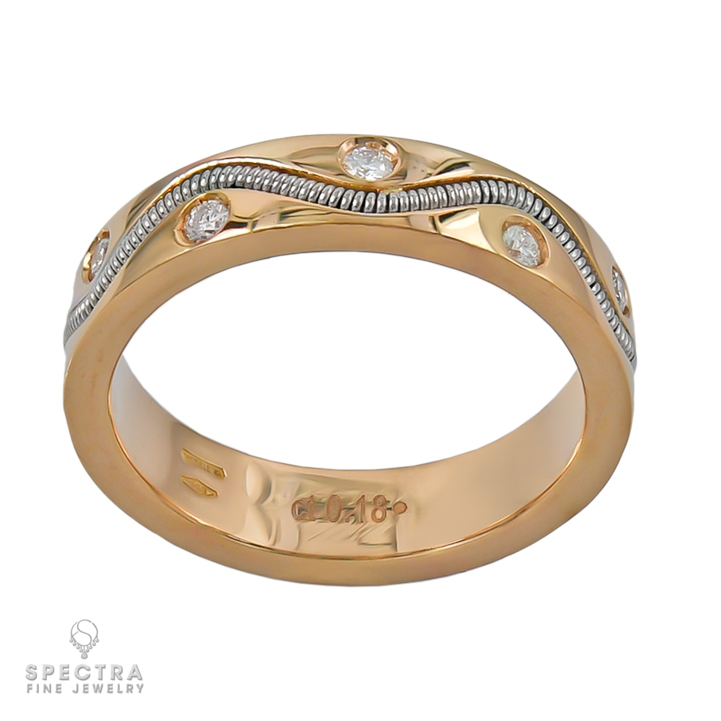 Crivelli 18 Karat Gold Eight Diamond Ring or Wedding Band