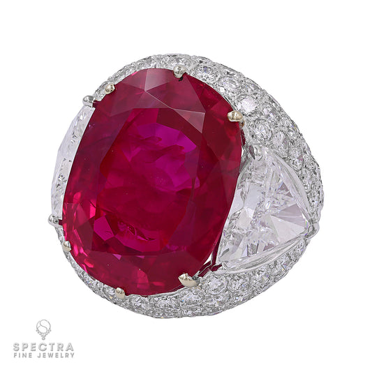 Spectra Fine Jewelry 29.25ct Cushion-Shaped Ruby Ring with Diamonds