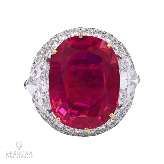 Spectra Fine Jewelry 29.25ct Cushion-Shaped Ruby Ring with Diamonds