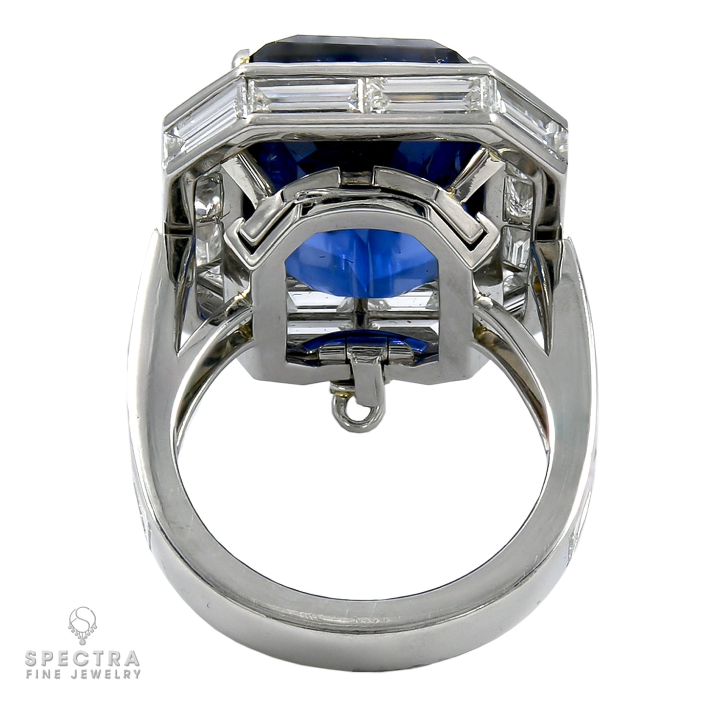 Spectra Fine Jewelry GRS Certified 20.12 Carat Blue Sapphire Diamond Ring
