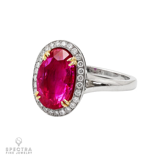 Captivating 3.90ct Ruby Diamond Platinum Ring | Certified Burma Ruby, Platinum Setting | Size 6.5
