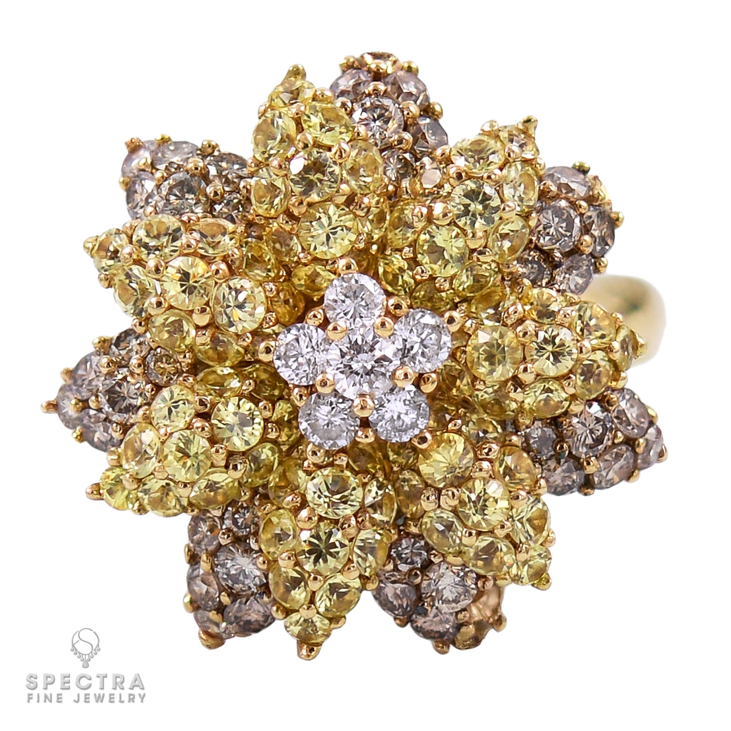 Floral Brilliance: Exquisite Fancy Colored Diamond Cocktail Ring