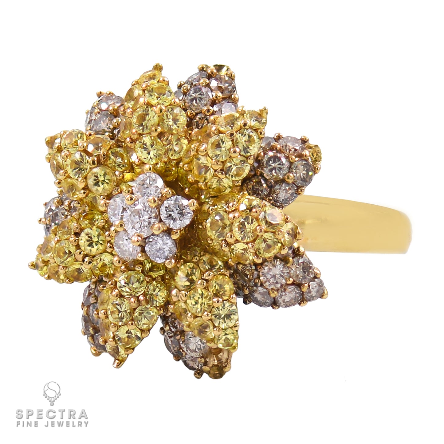 Floral Brilliance: Exquisite Fancy Colored Diamond Cocktail Ring