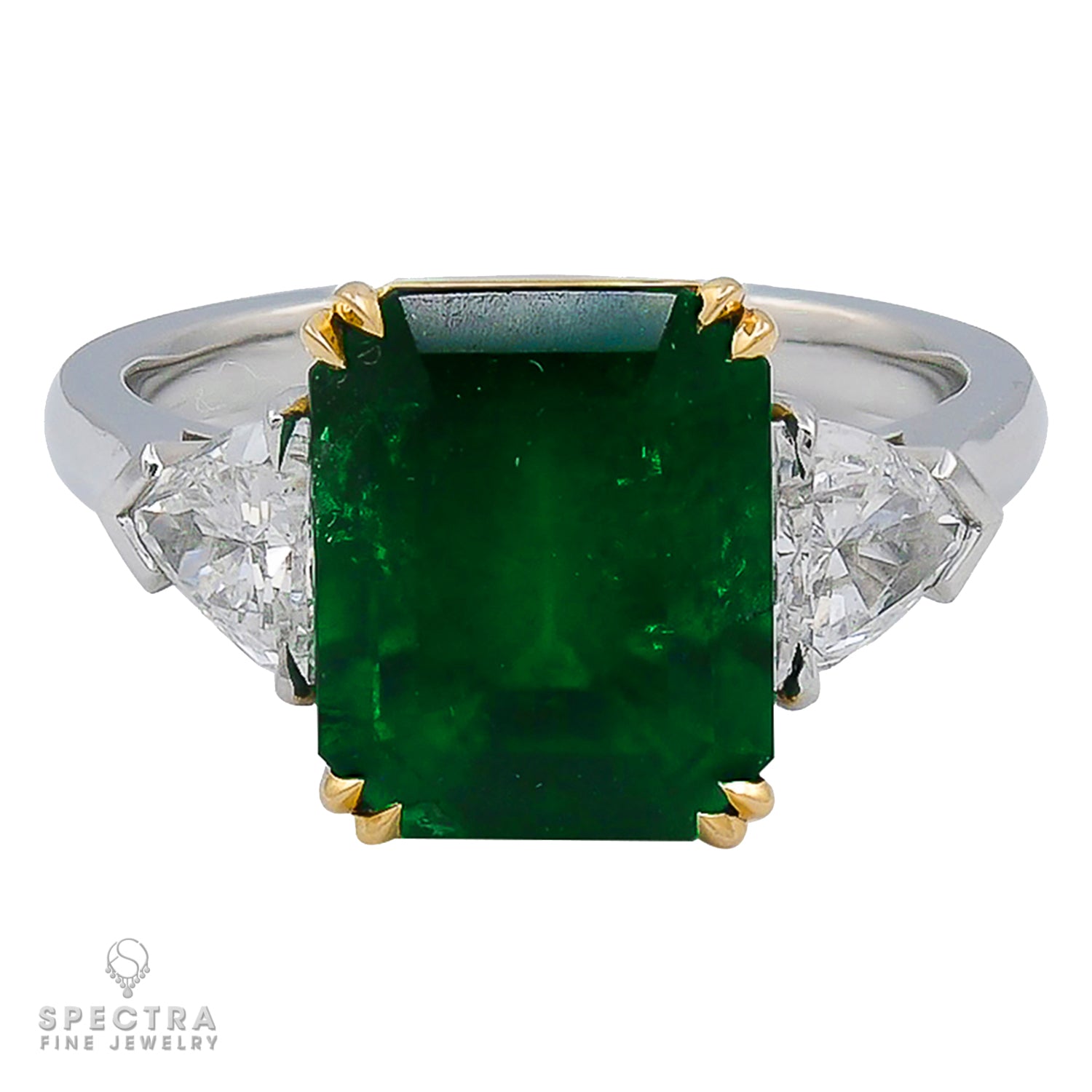 Spectra Fine Jewelry 4.09 ct. Colombian Emerald Diamond Engagement Ring
