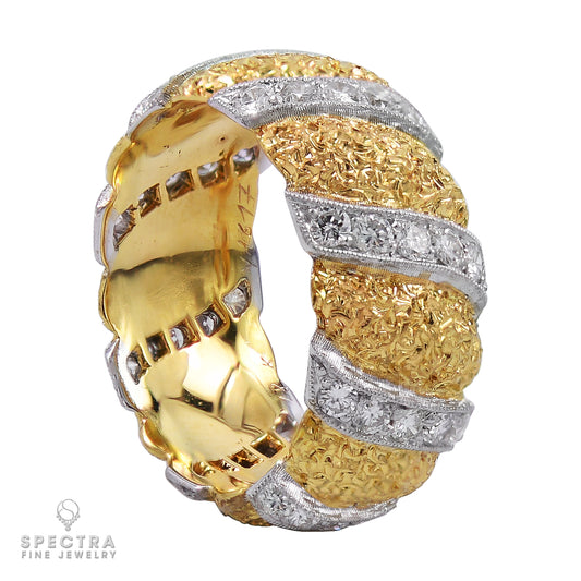 Buccellati Contemporary Diamond Band Ring in 18kt Yellow Gold