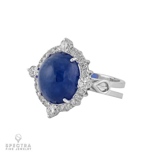 10.25 ct. Sapphire Diamond 18k White Gold Ring