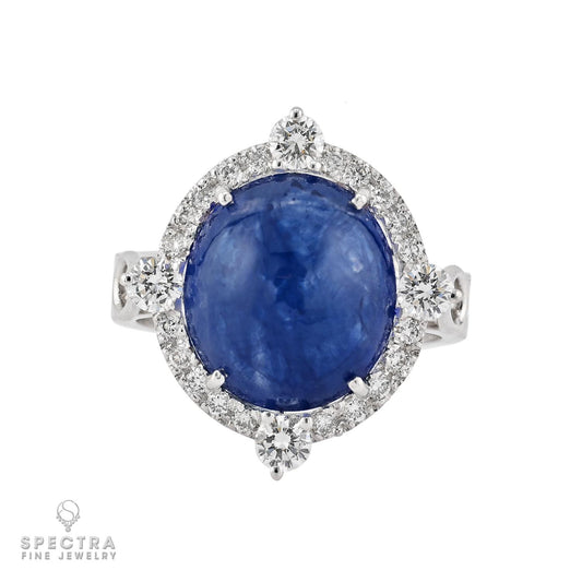 10.25 ct. Sapphire Diamond 18k White Gold Ring