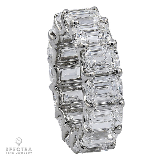 Spectra Fine Jewelry GIA Certified 15.27 Carat Emerald-Cut Diamond Eternity Band