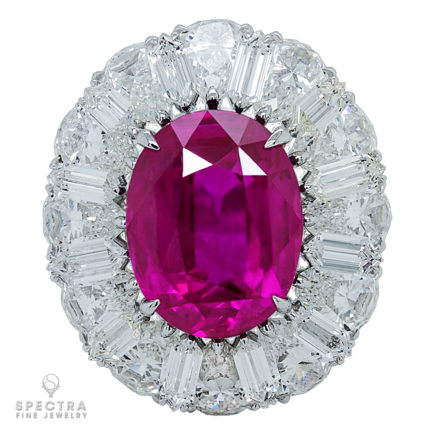 Spectra Fine Jewelry 10.14ct Pink Sapphire Diamond Halo Engagement Ring