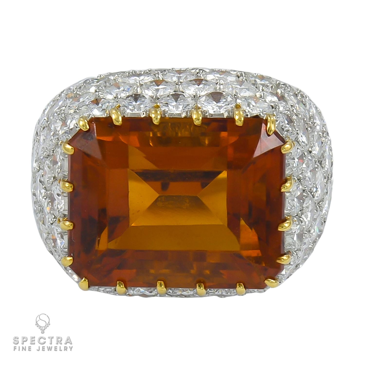 Tiffany & Co. Vintage Citrine Diamond Cocktail Bombe Ring