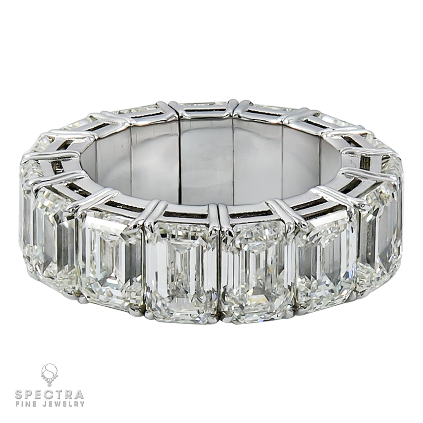 Spectra Fine Jewelry 15.43 ct. Emerald Cut Diamond Flexible Eternity Wedding Band