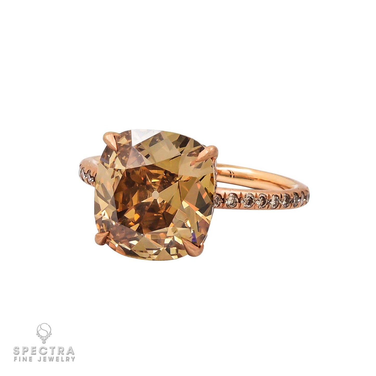 Contemporary 4.08 ct. Brown Yellow Diamond Engagement Ring