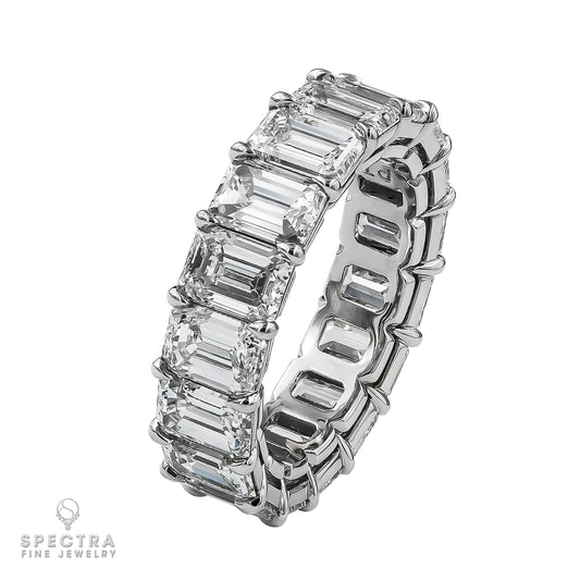 Spectra Fine Jewelry 9.60ct Emerald Cut Diamond Eternity Ring