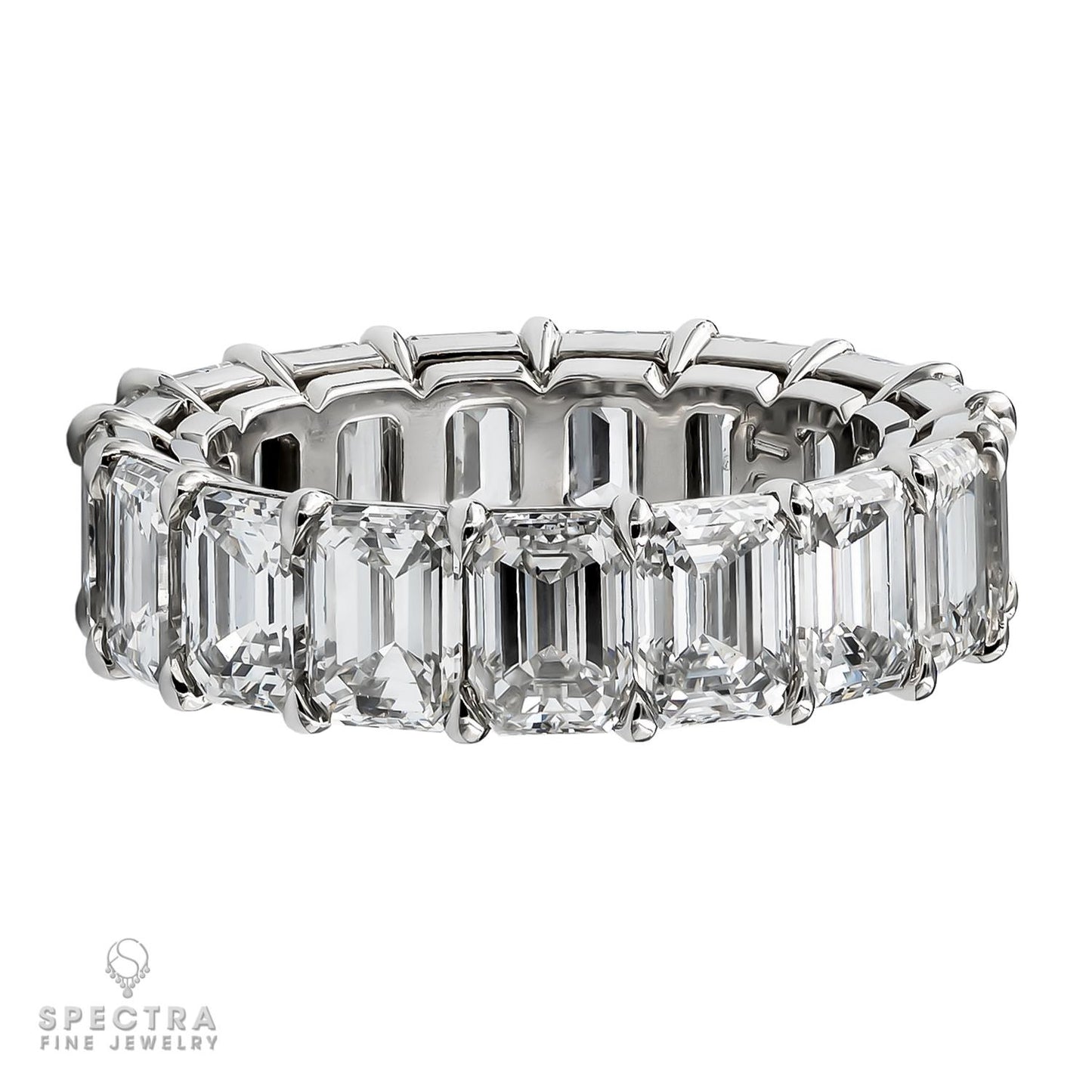 Spectra Fine Jewelry 9.60ct Emerald Cut Diamond Eternity Ring