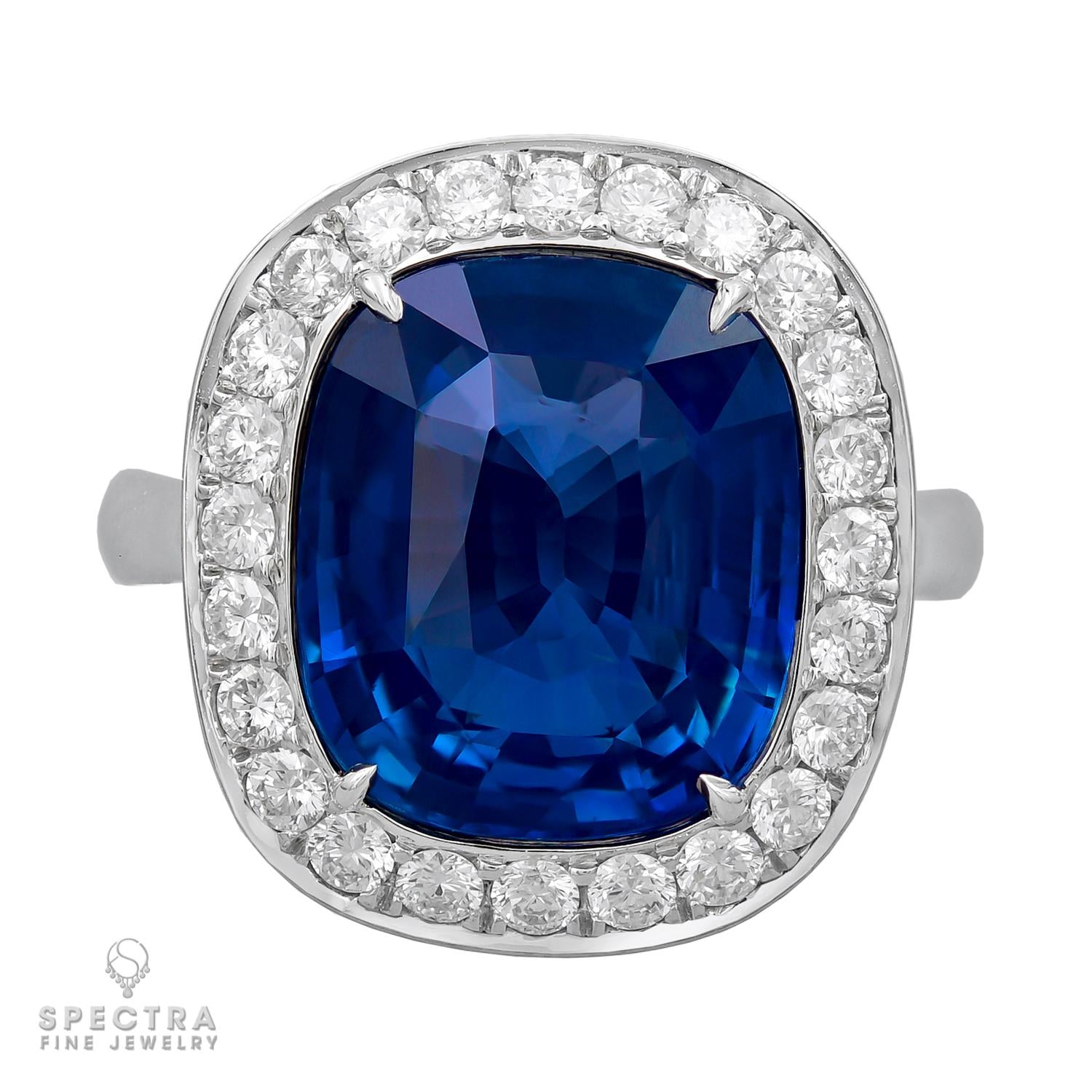 8.60 ct. Ceylon No-Heat Sapphire & Diamond Halo Ring by Spectra Fine Jewelry