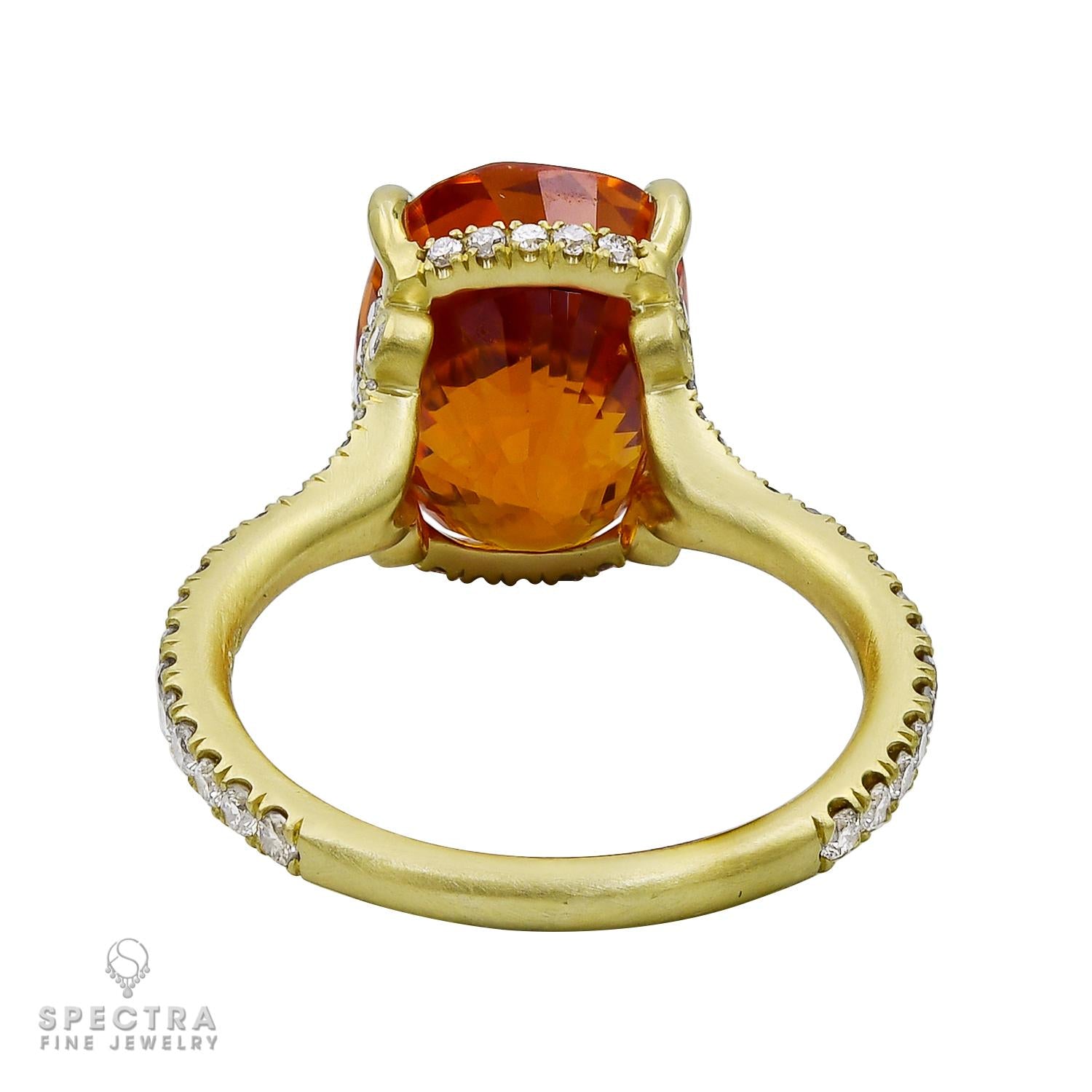 Spectra Fine Jewelry 7.88 Carat Orange Sapphire Diamond Cocktail Ring