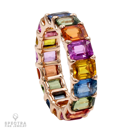Spectra Fine Jewelry 9.34 cts. Multicolor Sapphire Eternity Band Wedding Ring