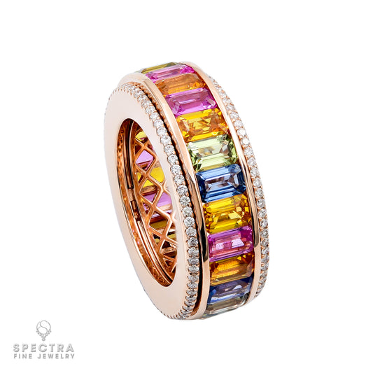 Spectra Fine Jewelry Multi-Color Sapphire Diamond 'Spinning' Ring