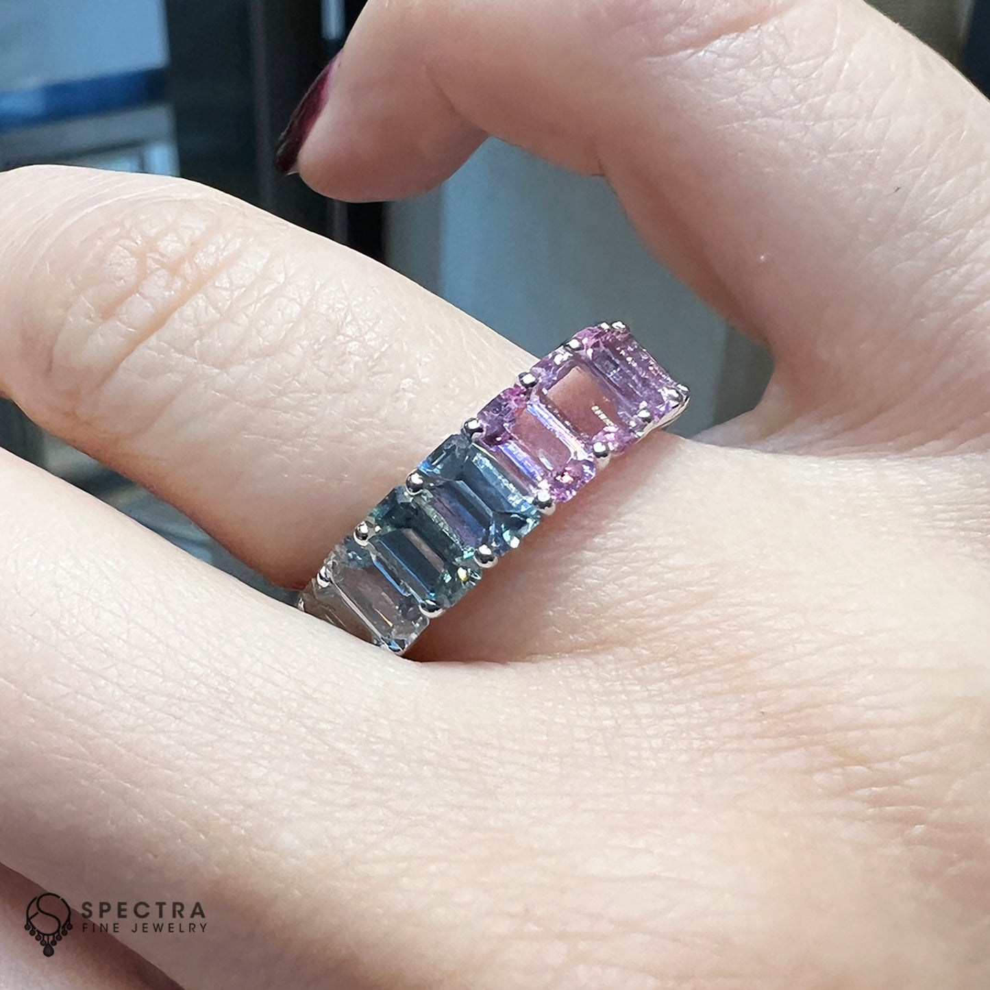 Spectra Fine Jewelry 5.94 ct Multi-Color Sapphire Eternity Band