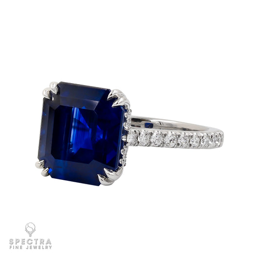 Spectra Fine Jewelry 8.06ct Ceylon Sapphire Diamond Pave Engagement Ring