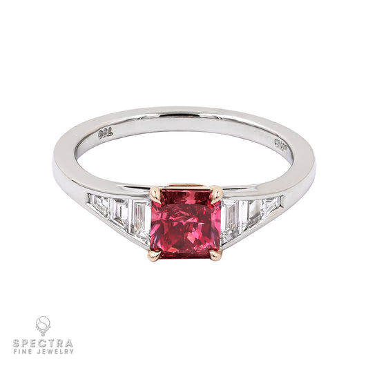 Spectra Fine Jewelry Rare 0.76 Carat Radiant-cut Red Diamond Ring