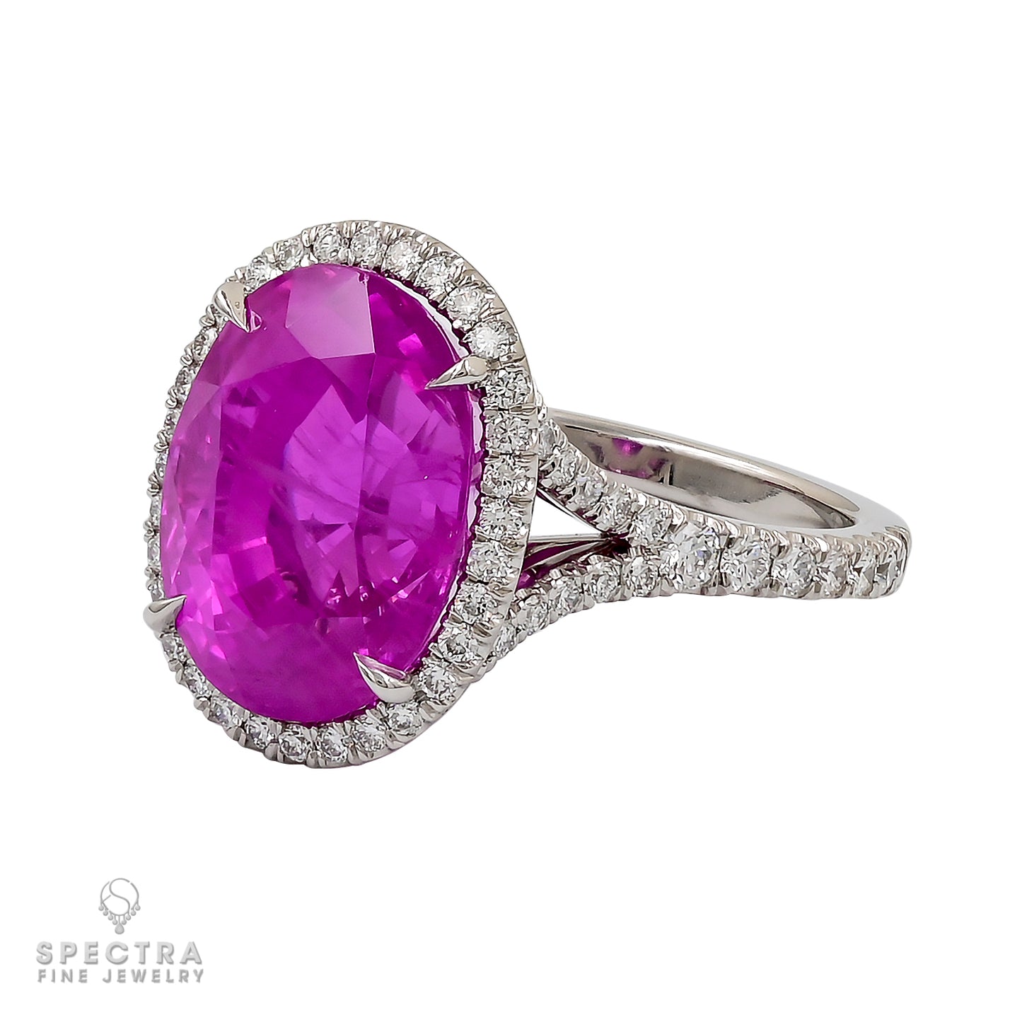 Spectra Fine Jewelry Platinum Certified 10.06ct Pink Sapphire Ring