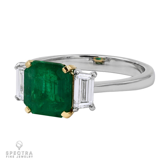 Spectra Fine Jewelry 2.11ct Colombian Emerald Diamond Platinum Ring
