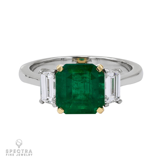 Spectra Fine Jewelry 2.11ct Colombian Emerald Diamond Platinum Ring