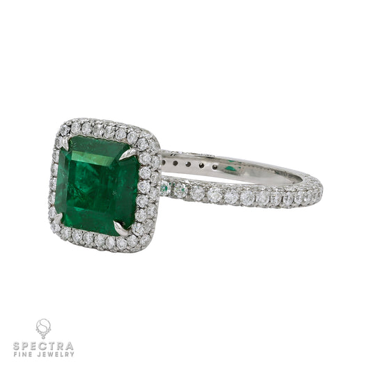 Spectra Fine Jewelry 2.69 Colombian Emerald Diamond Platinum Ring
