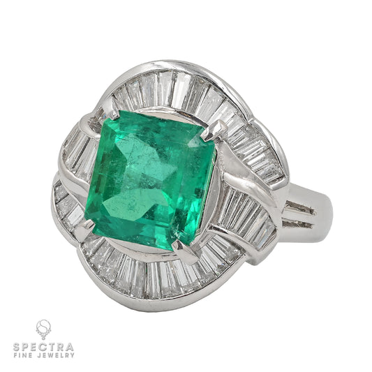 3.38ct Colombian Emerald, Diamond Platinum Ring