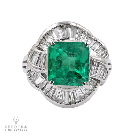 3.38ct Colombian Emerald, Diamond Platinum Ring
