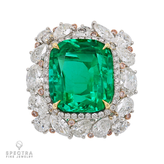 Spectra Fine Jewelry 11.30ct Colombian Emerald Diamond Ring