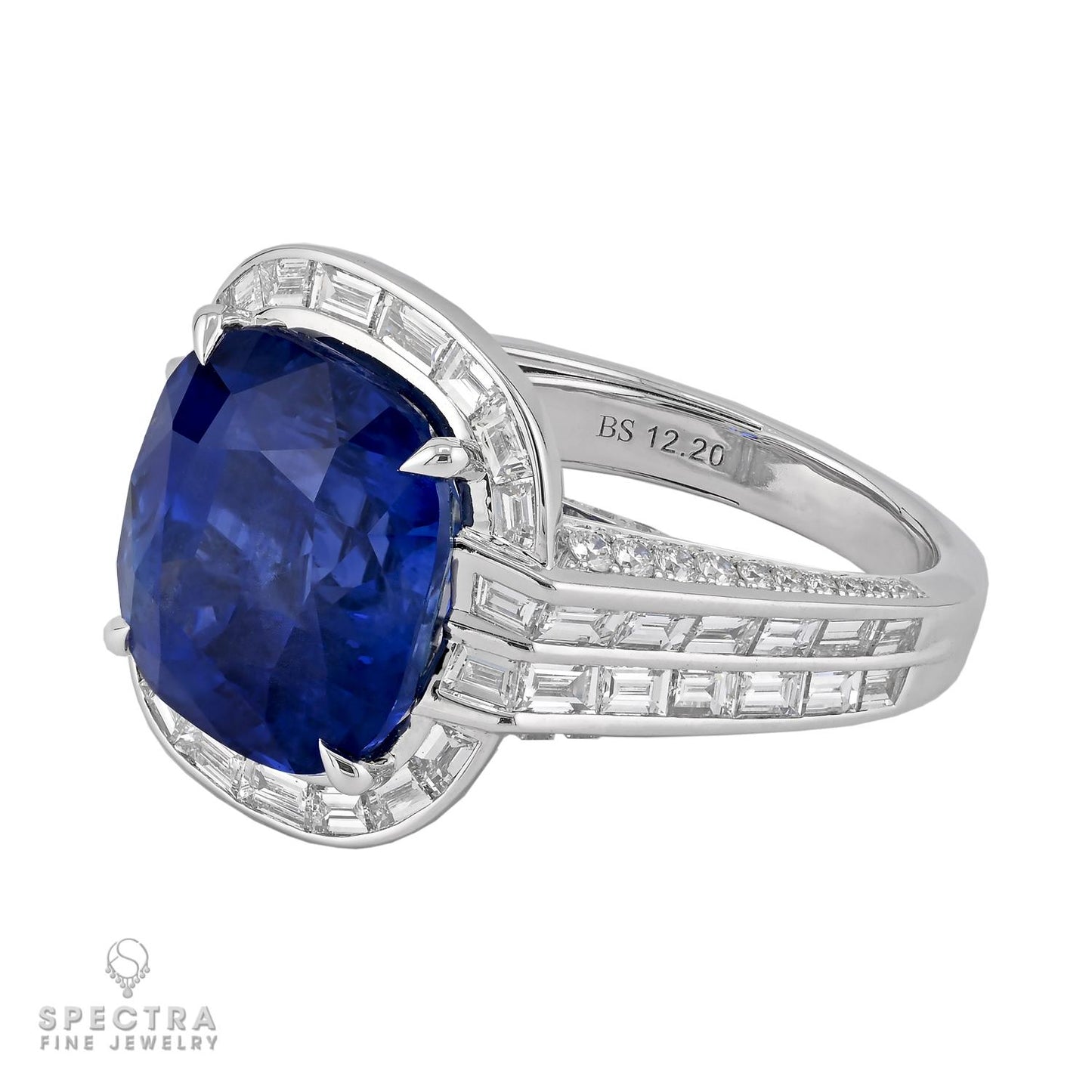 Spectra Fine Jewelry 12.20 ct. Ceylon No Heat Sapphire Diamond Gold Ring