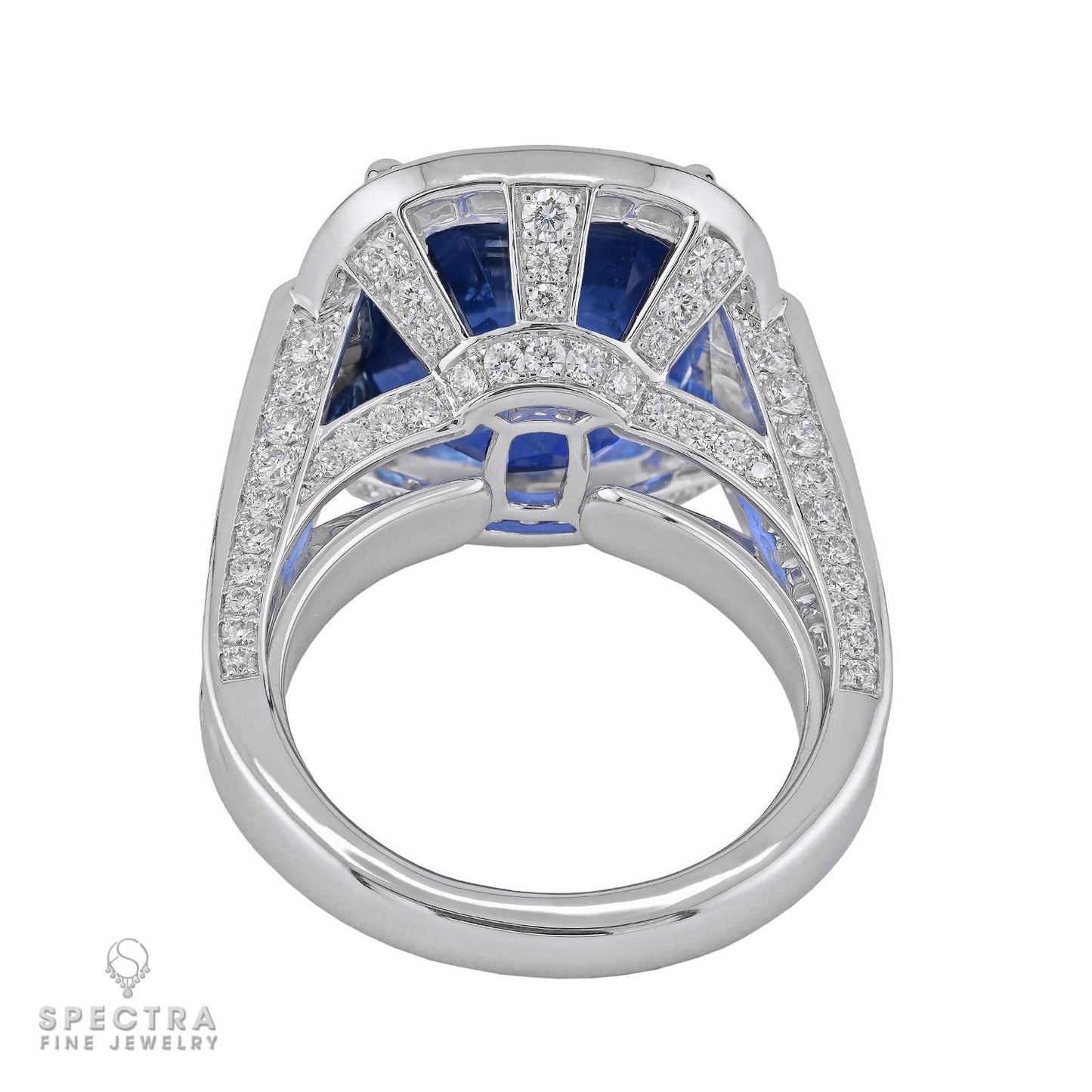 Spectra Fine Jewelry 12.20 ct. Ceylon No Heat Sapphire Diamond Gold Ring