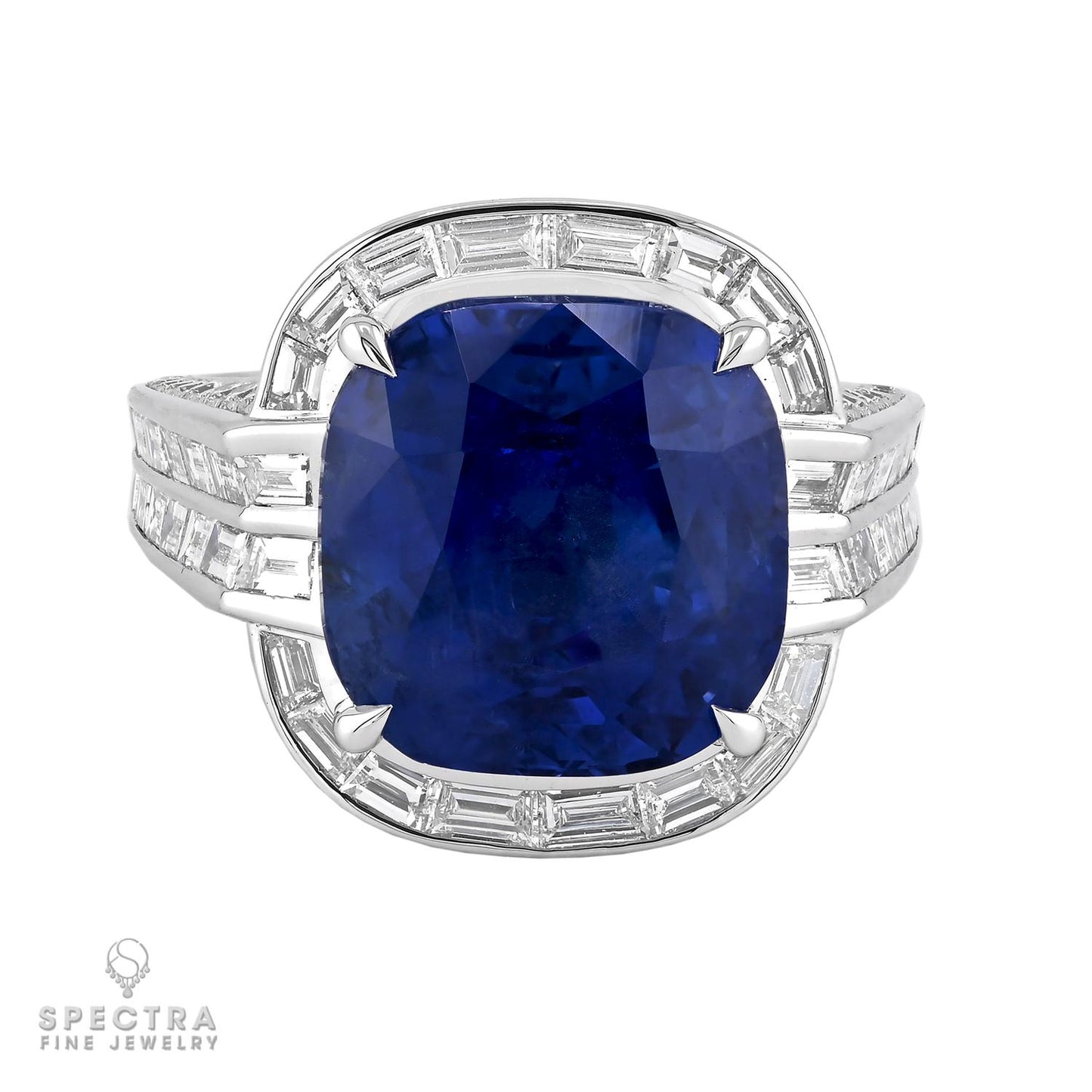 Spectra Fine Jewelry 12.20 ct. Ceylon No Heat Sapphire Diamond Gold Ring