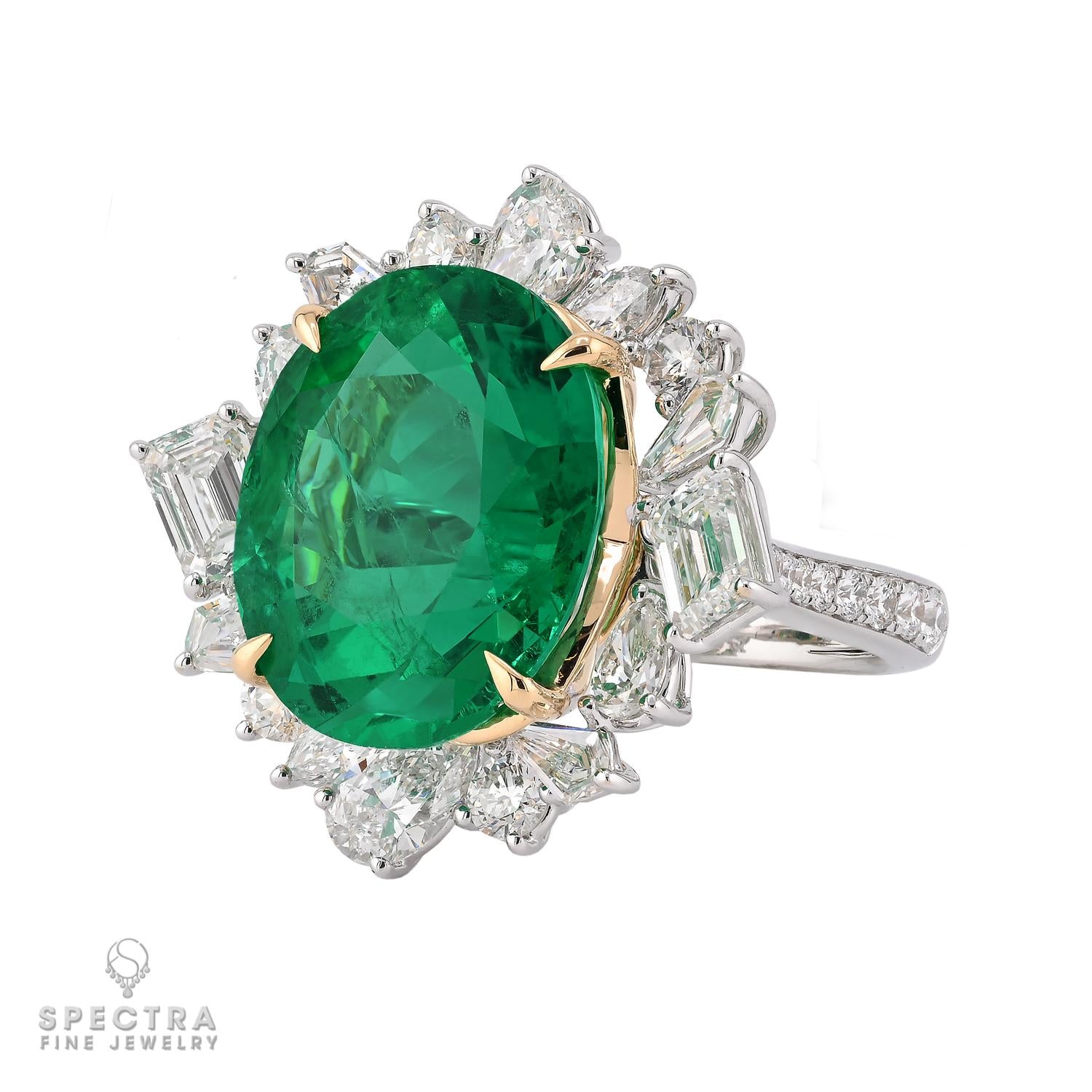 Spectra Fine Jewelry 11.32ct Colombian Emerald and Diamond Gold Ring