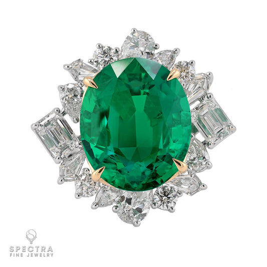 Spectra Fine Jewelry 11.32ct Colombian Emerald and Diamond Gold Ring