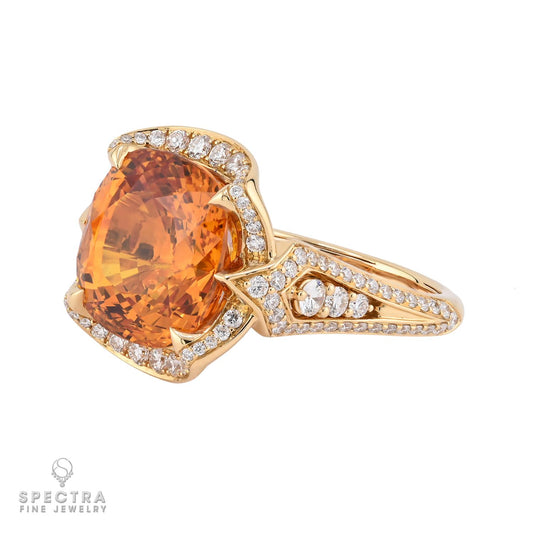 Spectra Fine Jewelry 11.63 ct. Ceylon Orange Sapphire and Diamond Ring