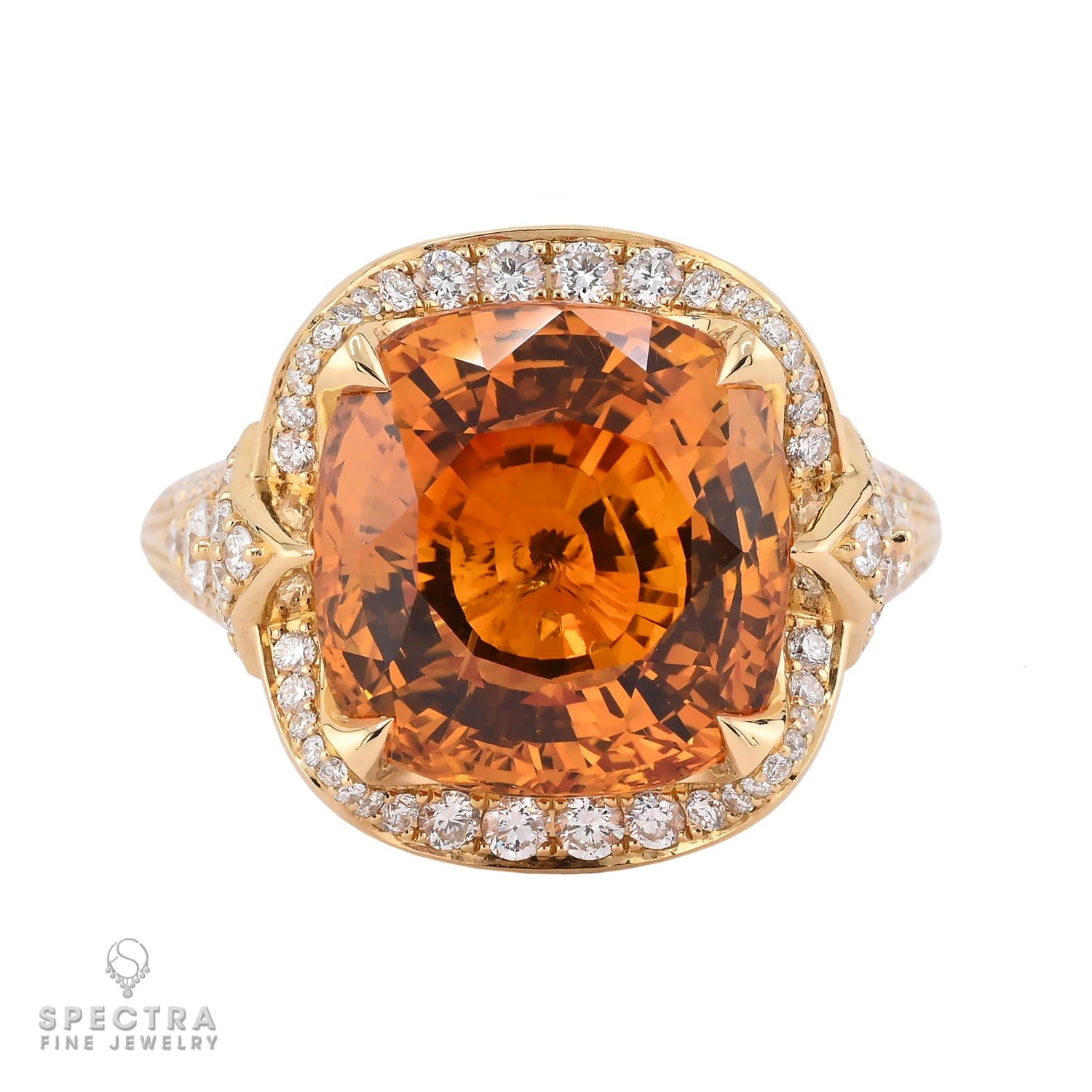 Spectra Fine Jewelry 11.63 ct. Ceylon Orange Sapphire and Diamond Ring