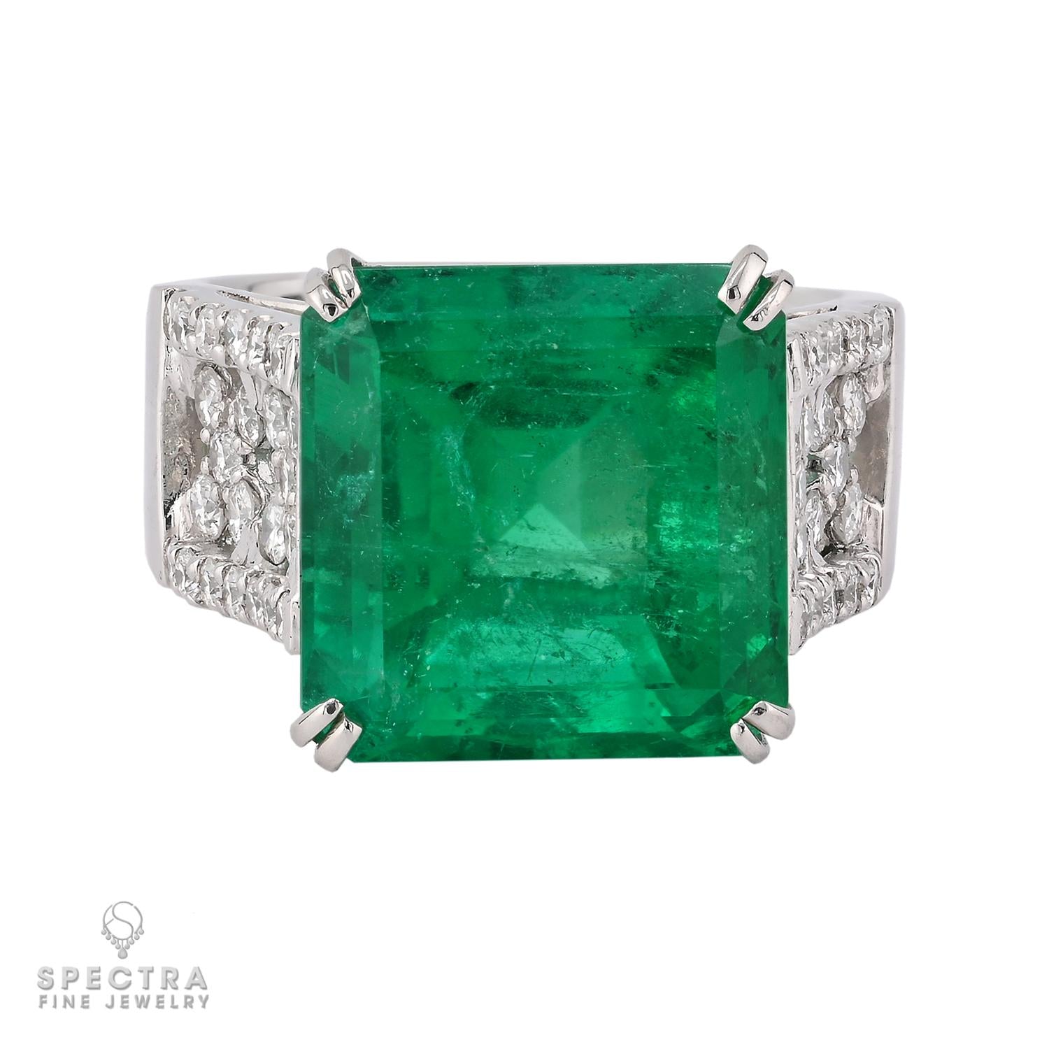 11.06 ct. Certified Colombian Emerald & Diamond Platinum Ring