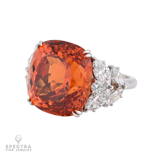 Harry Winston 30.18ct cushion-cut Spessartite Garnet Diamond Ring