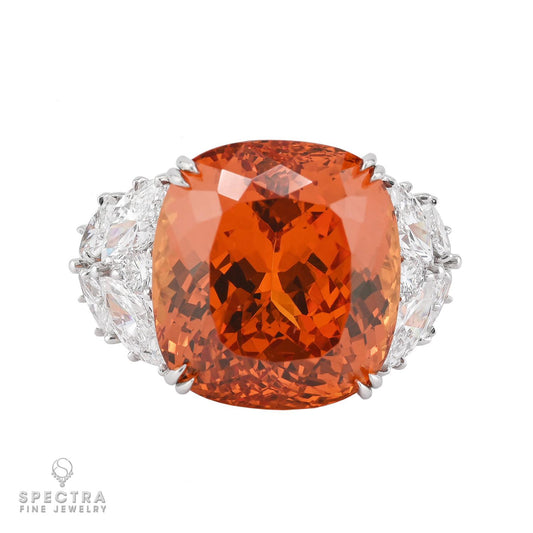 Harry Winston 30.18ct cushion-cut Spessartite Garnet Diamond Ring