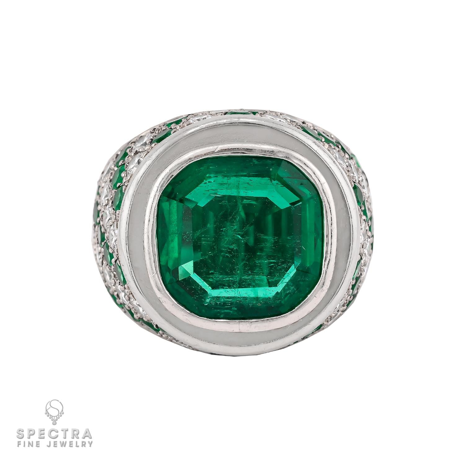 Gubelin Colombian Emerald and Diamond Ring, SSEF Certified