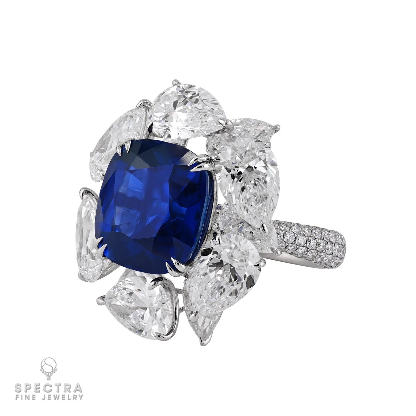 10.88ct Kashmir Sapphire & Diamond Ring, GIA Certified, 18k White Gold